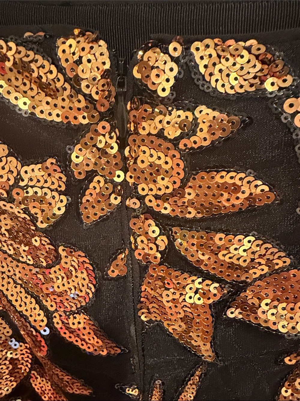 Milly Black Mini Skirt with Gold Sequin Floral Motif - Picture 4 of 4